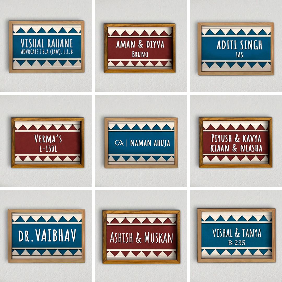 Wooden Personalized Framed Couples Nameplate - Name Personalization Examples on Wall