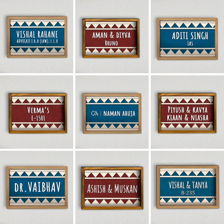 Wooden Personalized Framed Couples Nameplate - Name Personalization Examples on Wall