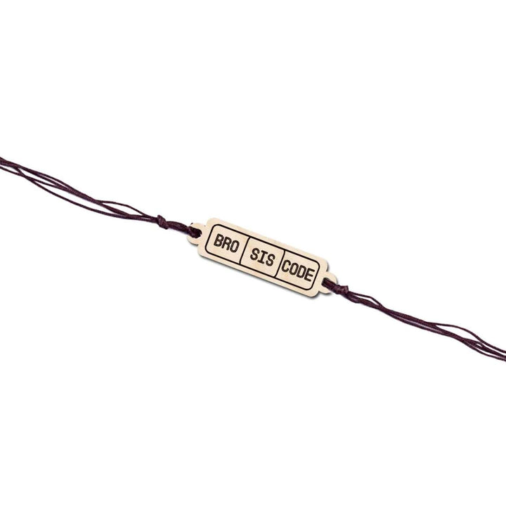 Handmade Bro Sis Code Wooden Rakhi With Roli Chawal - Side View Showing Length