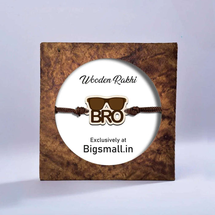 Handmade Sunglasses Bro Wooden Rakhi With Roli Chawal - Bracelet in packaging