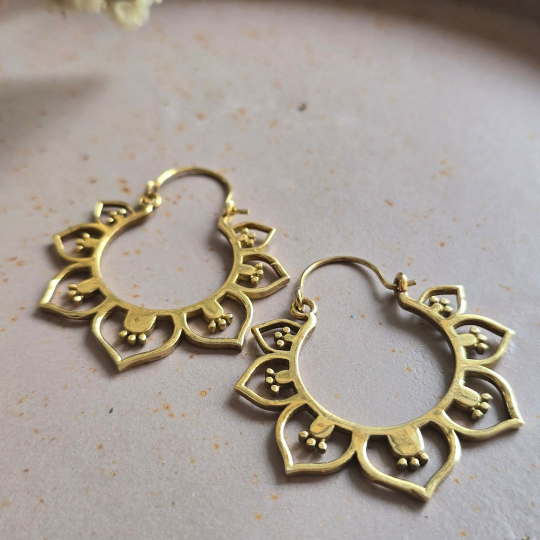 Handmade Clara Hoops Brass Earrings