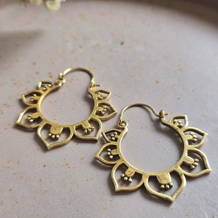 Handmade Clara Hoops Brass Earrings