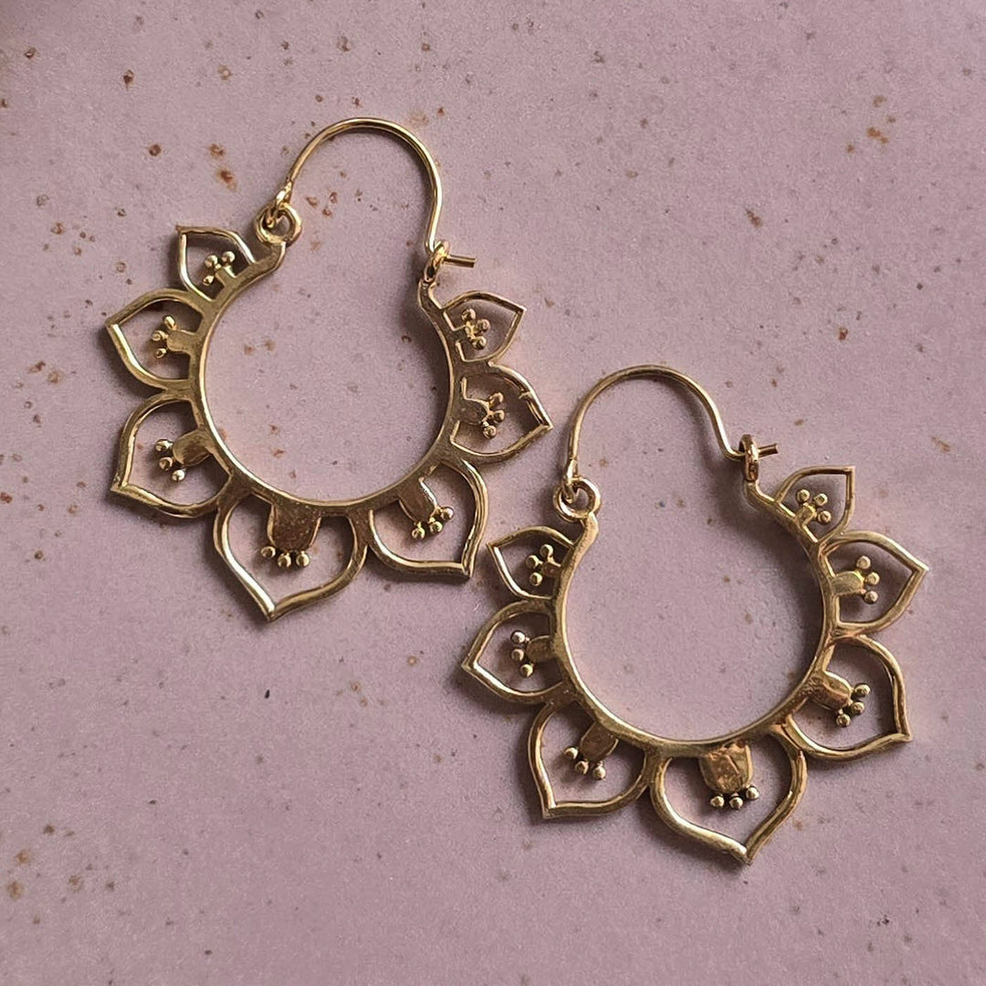 Handmade Clara Hoops Brass Earrings