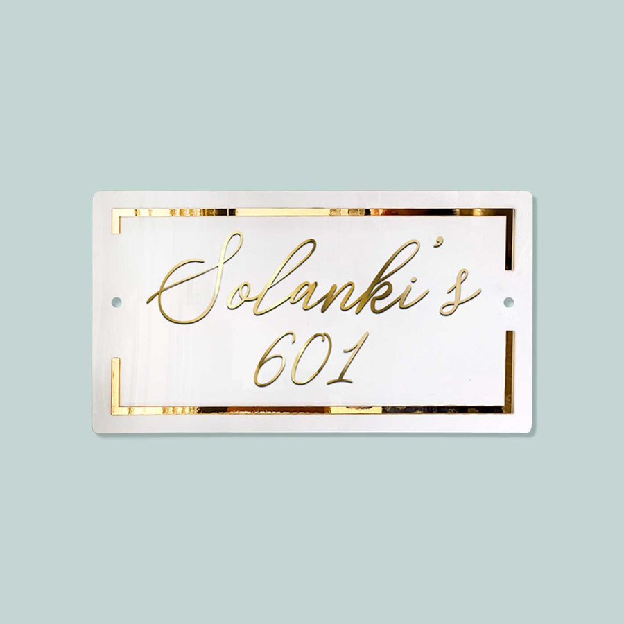 Classic Personalised Acrylic Name Plate - Front View with Mounting Holes