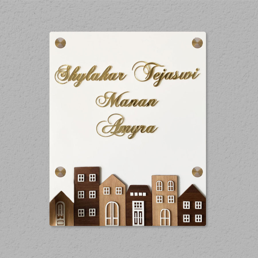 Personalised Acrylic Rectangular House Name Plate 1 - Mounted on Wall Display