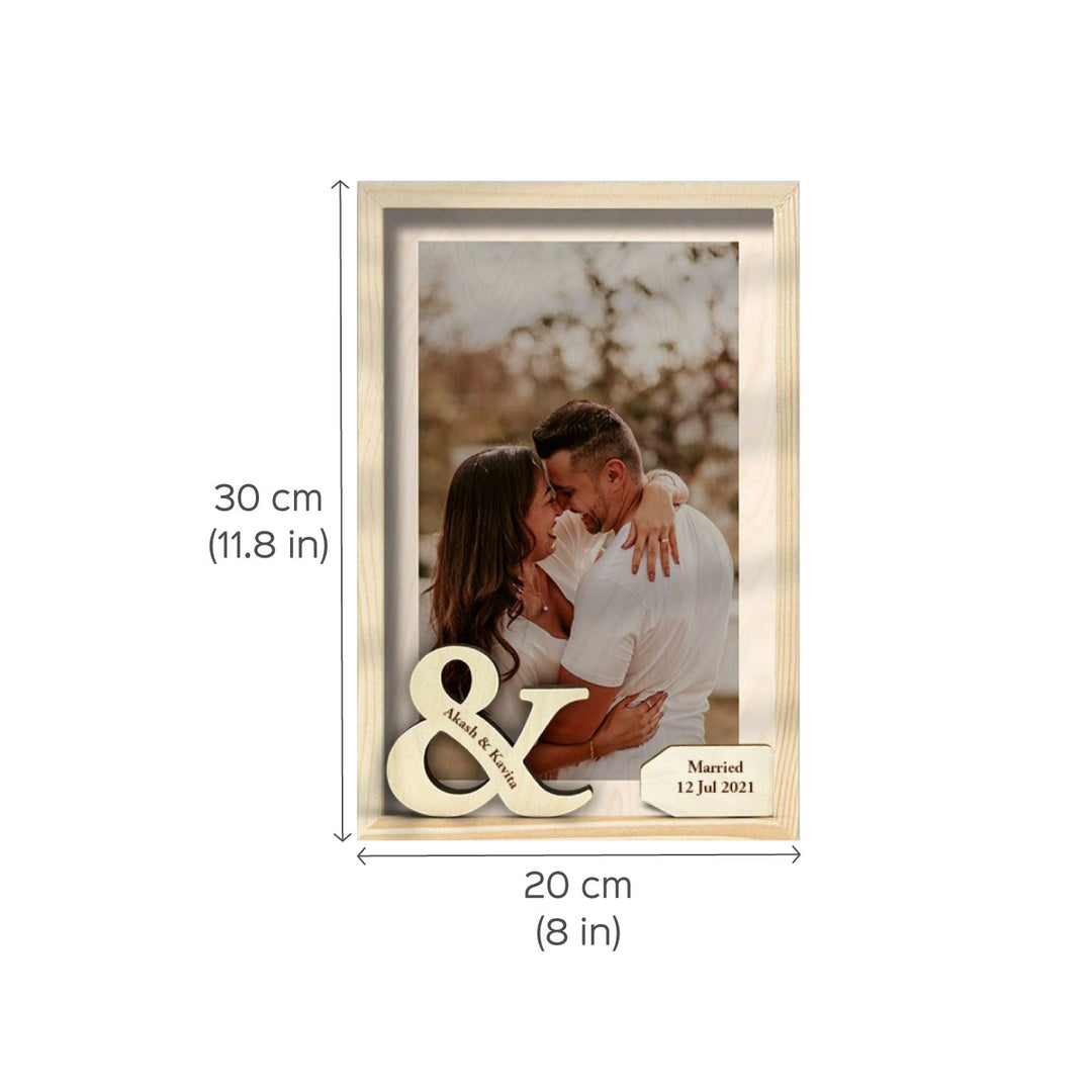 Personalized Wooden Photo Frame for Couples with Wedding Date