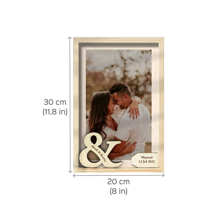 Personalized Wooden Photo Frame for Couples with Wedding Date