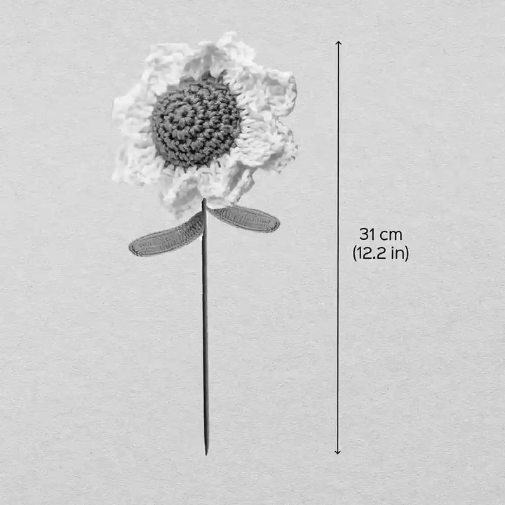 Handmade Crochet Sunflower Cotton Flower Stick | Pack Of 1
