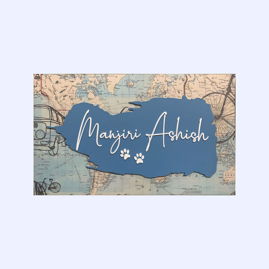 Pastel Rectangular Mdf Paw Name Plate - Name Personalization Example
