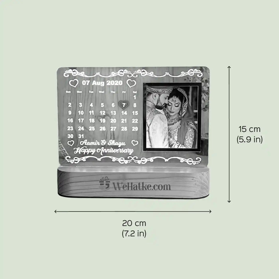 Photo Personalized Printed Calendar Design Acrylic Table Lamp