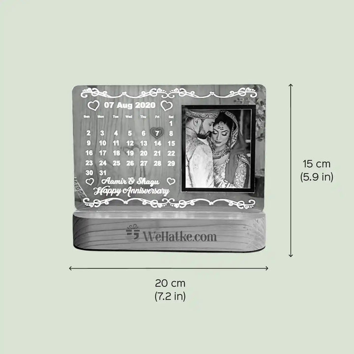 Photo Personalized Printed Calendar Design Acrylic Table Lamp