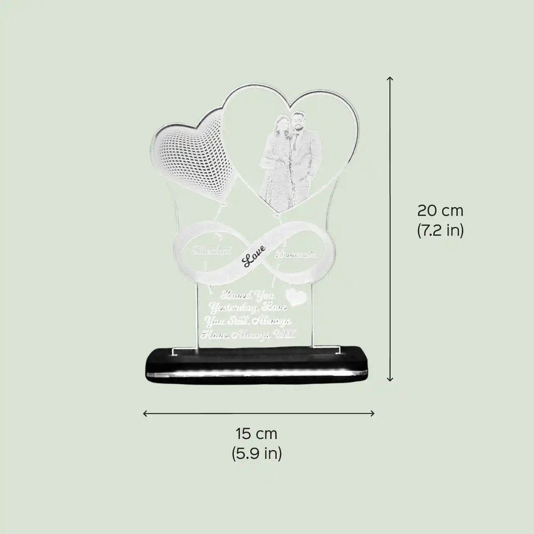 Photo Personalized Engraved Heart Theme Acrylic Table Lamp