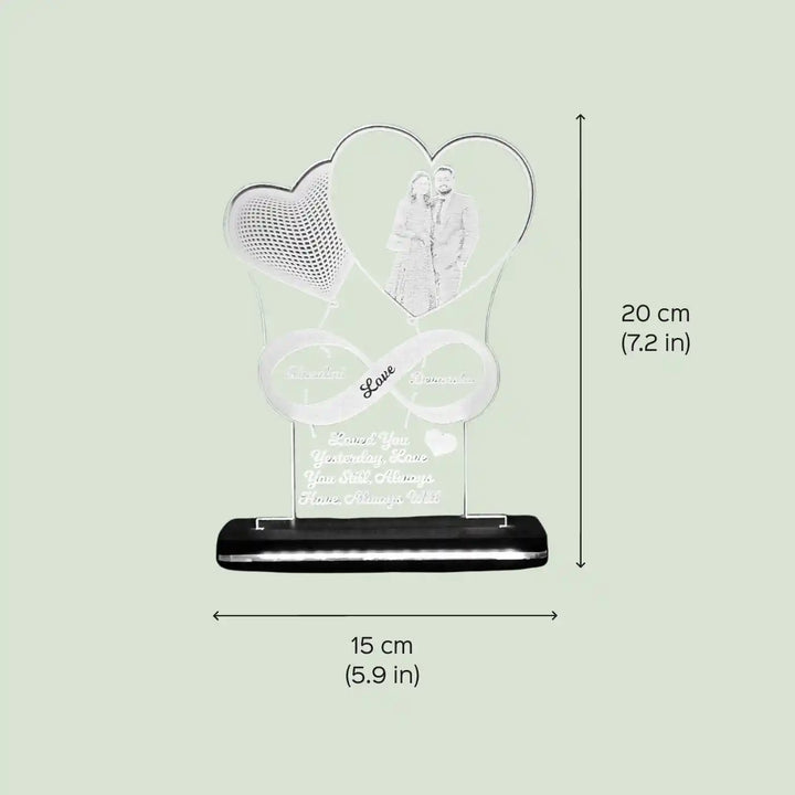 Photo Personalized Engraved Heart Theme Acrylic Table Lamp