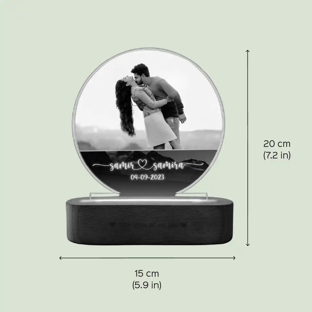 Photo Personalized Printed Moon Theme Couple Acrylic Table Lamp