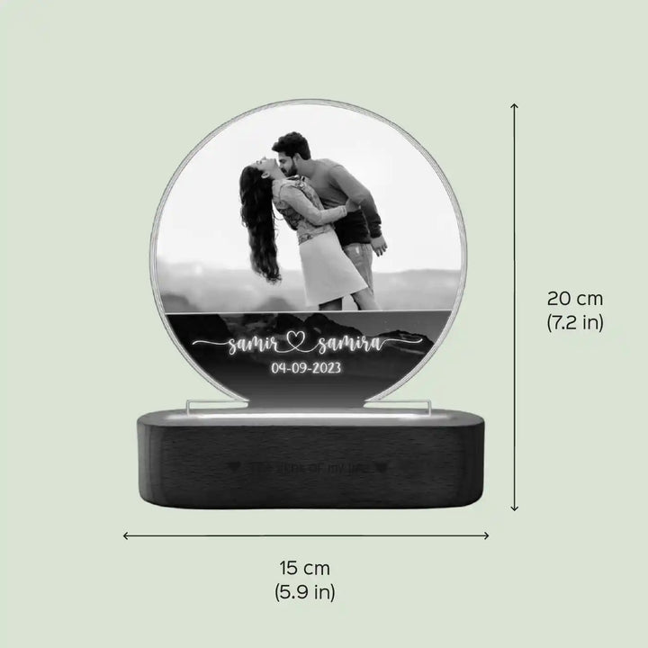 Photo Personalized Printed Moon Theme Couple Acrylic Table Lamp