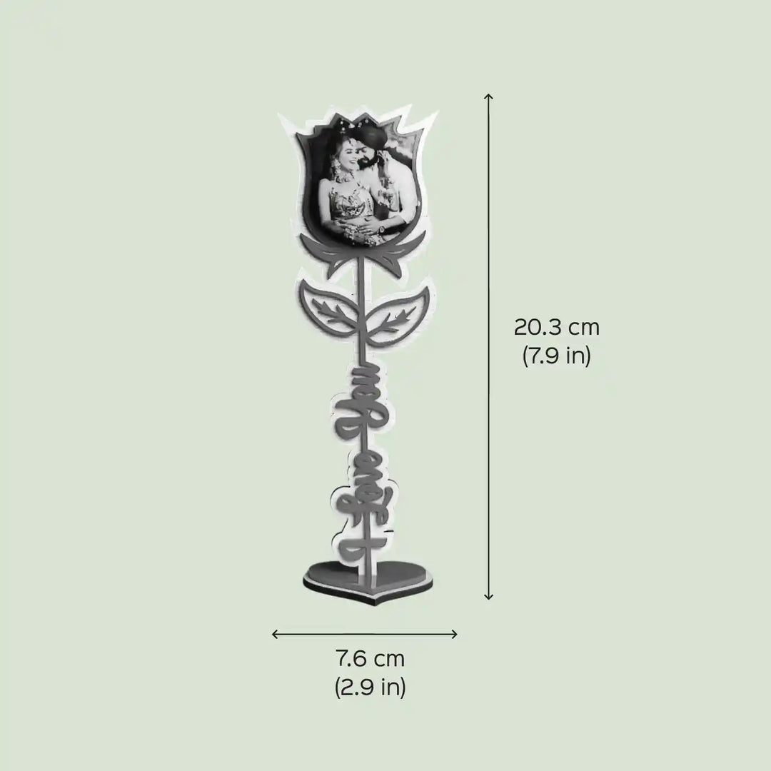 Photo Personalized Printed Rose Theme Wooden Decorative Plaque