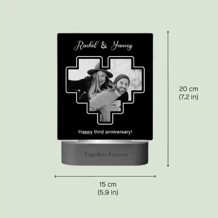 Photo Personalized Printed Heart Frame Acrylic Table Lamp