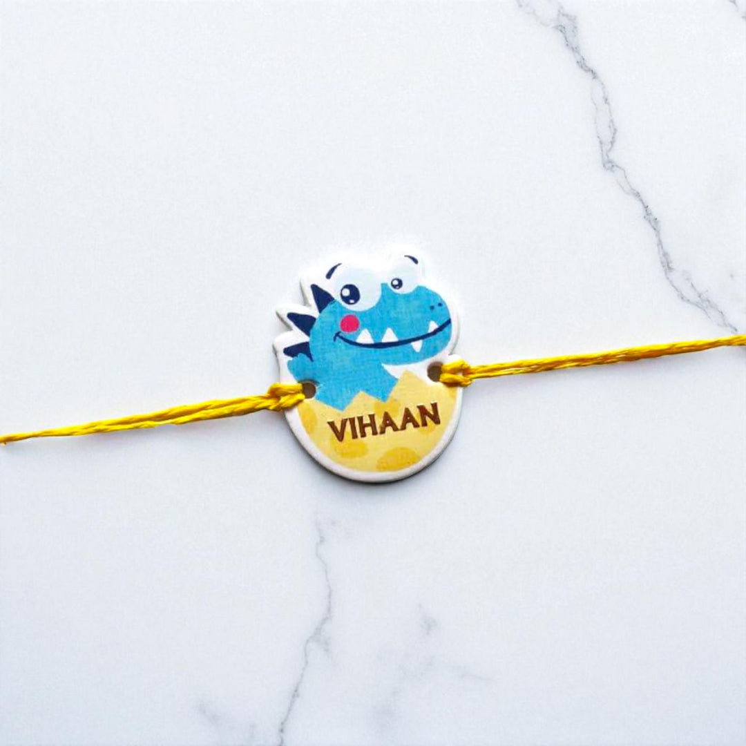 Personalized Ecofriendly Dino Theme Paper Kids Rakhi
