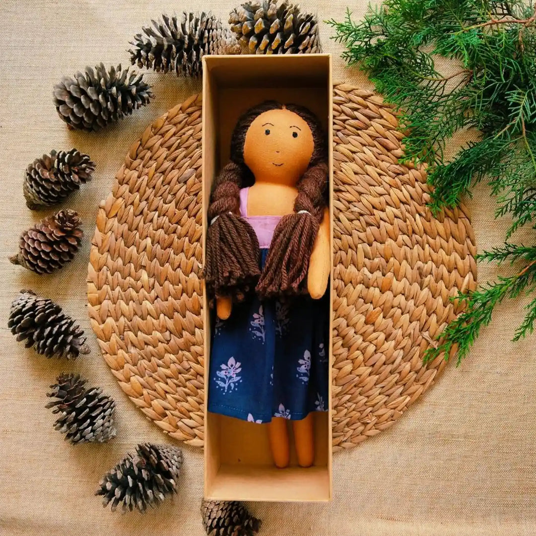 Nilah in Pink & Blue Dress With Changeable Outfits | Soft Hand-Stitched Sustainable Indian Play Doll