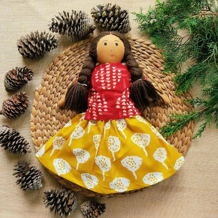 Nilah in Red Cotton Dress With Changable Outfits | Soft Hand-Stitched Sustainable Indian Play Doll