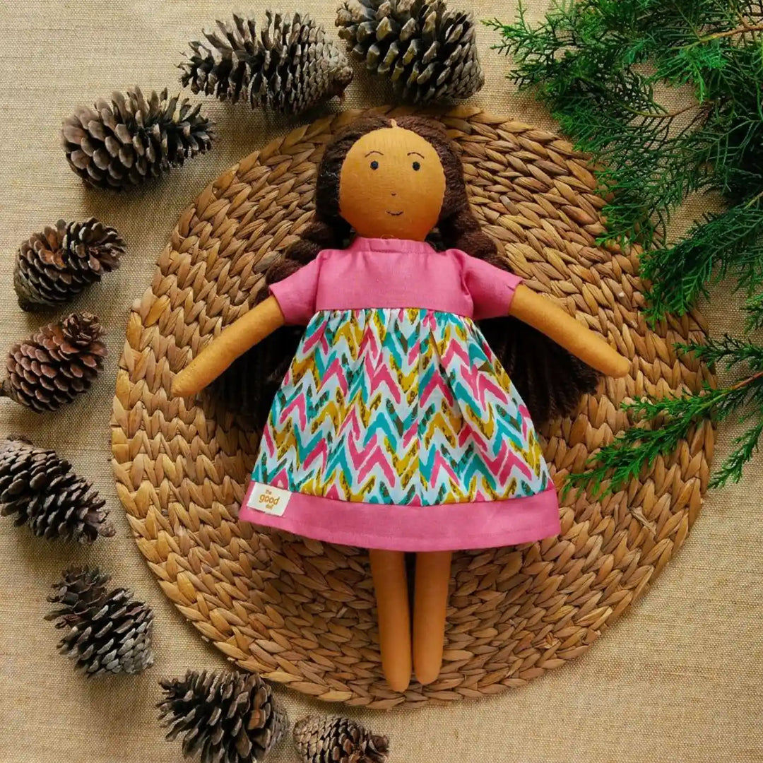 Nilah in High Waist Dress With Changeable Outfits | Soft Hand-Stitched Sustainable Indian Play Doll