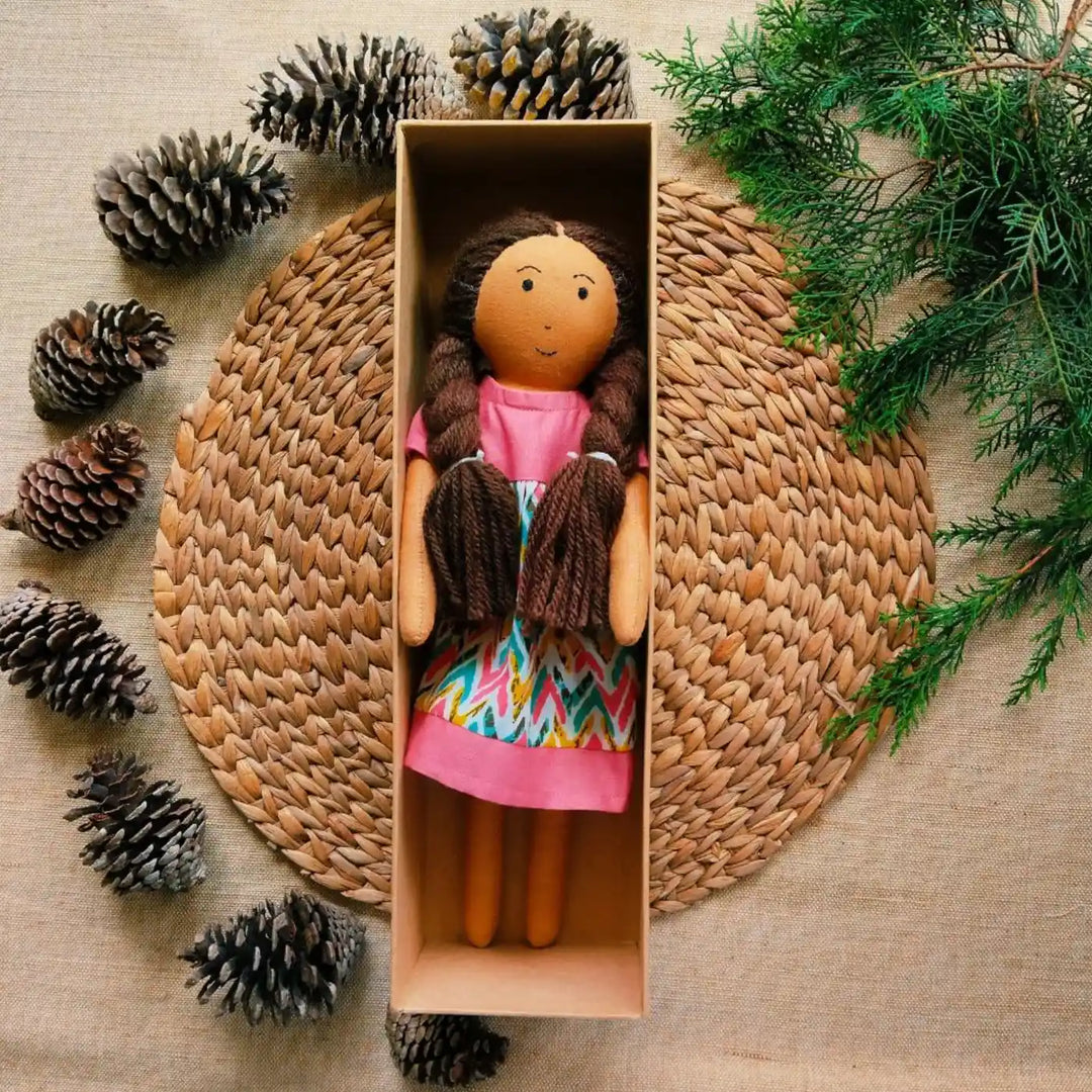 Nilah in High Waist Dress With Changeable Outfits | Soft Hand-Stitched Sustainable Indian Play Doll