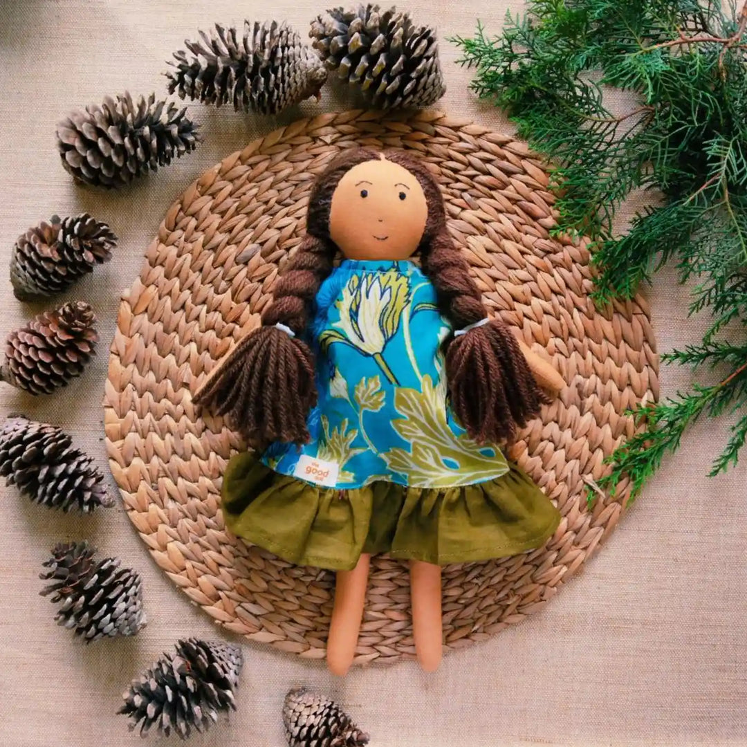 Nilah in Layered Dress With Changeable Outfits | Soft Hand-Stitched Sustainable Indian Play Doll