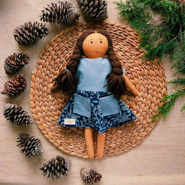 Nilah in Low Waist Dress With Changeable Outfits | Soft Hand-Stitched Sustainable Indian Play Doll