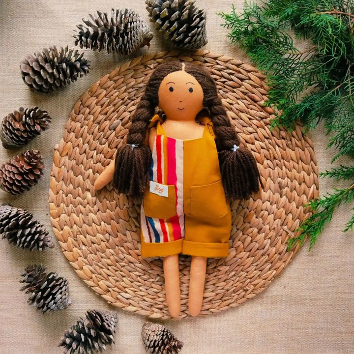Nilah in Romper With Changeable Outfits | Soft Hand-Stitched Sustainable Indian Play Doll