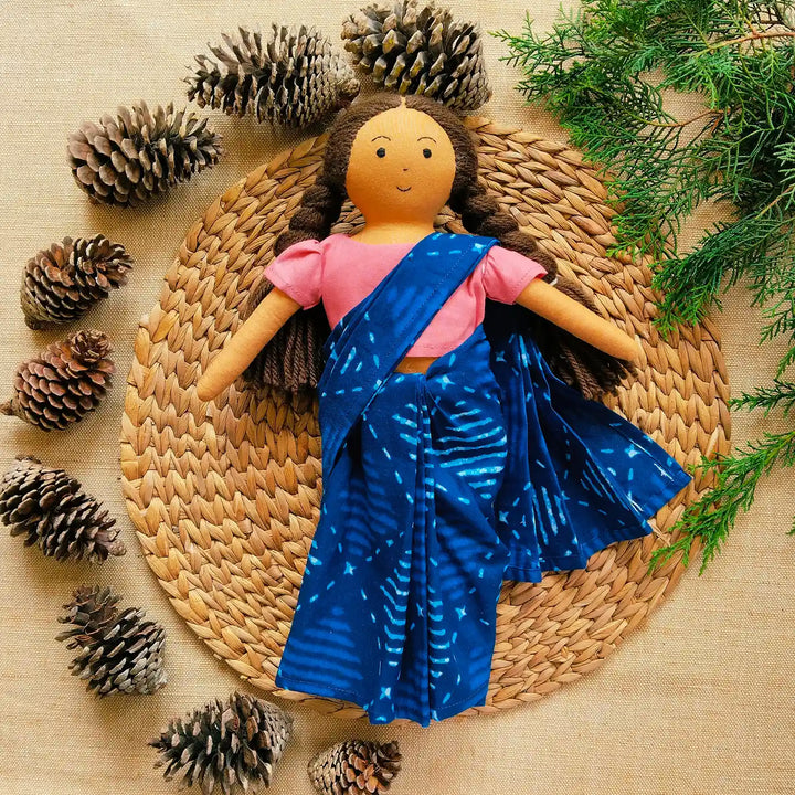 Nilah in Cotton Saree With Changeable Outfits | Soft Hand-Stitched Sustainable Indian Play Doll