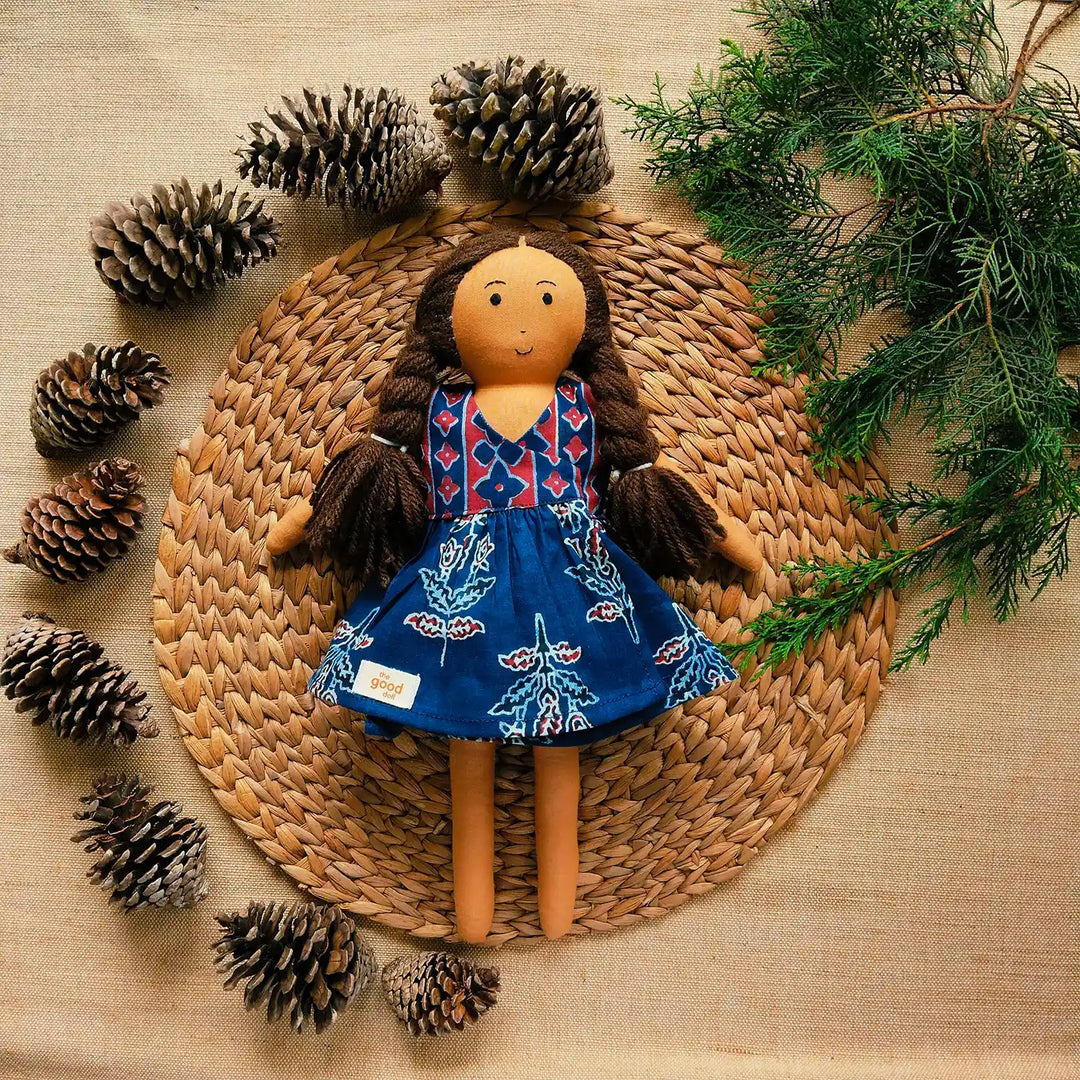 Nilah in Short Wrap Dress With Changeable Outfits | Soft Hand-Stitched Sustainable Indian Play Doll