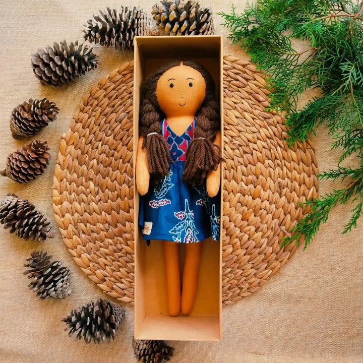 Nilah in Short Wrap Dress With Changeable Outfits | Soft Hand-Stitched Sustainable Indian Play Doll