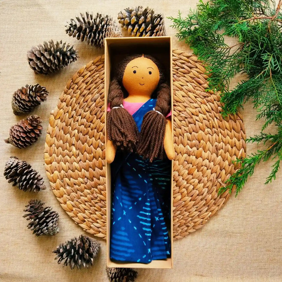 Nilah in Cotton Saree With Changeable Outfits | Soft Hand-Stitched Sustainable Indian Play Doll