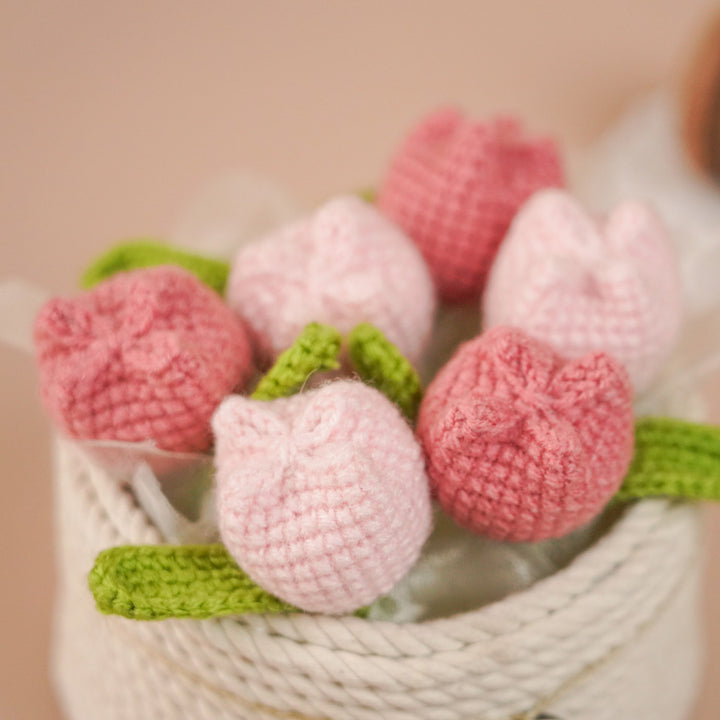 Personalized Handmade Crochet Large Tulip Flower Plant Pot With Message Card