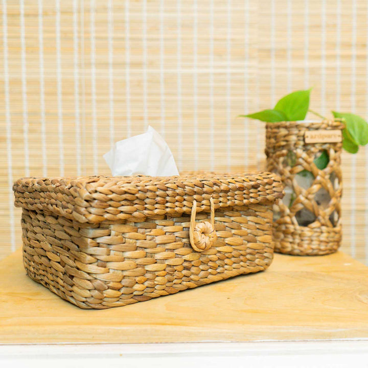 Handmade Wicker Water Hyacinth Tissue Box