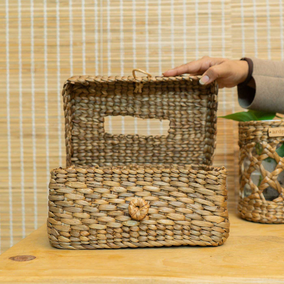 Handmade Wicker Water Hyacinth Tissue Box
