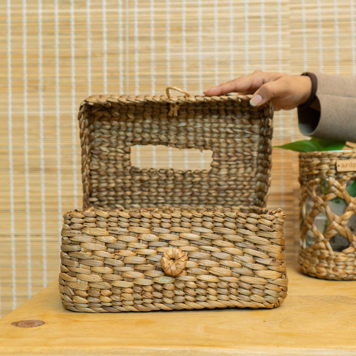 Handmade Wicker Water Hyacinth Tissue Box