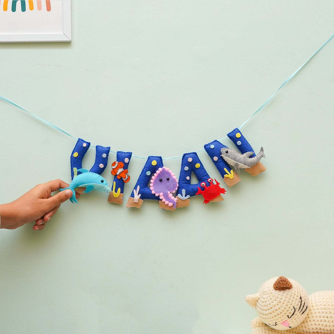 Personalized Handmade Underwater Theme Felt Bunting - Name Personalization Hanging on String