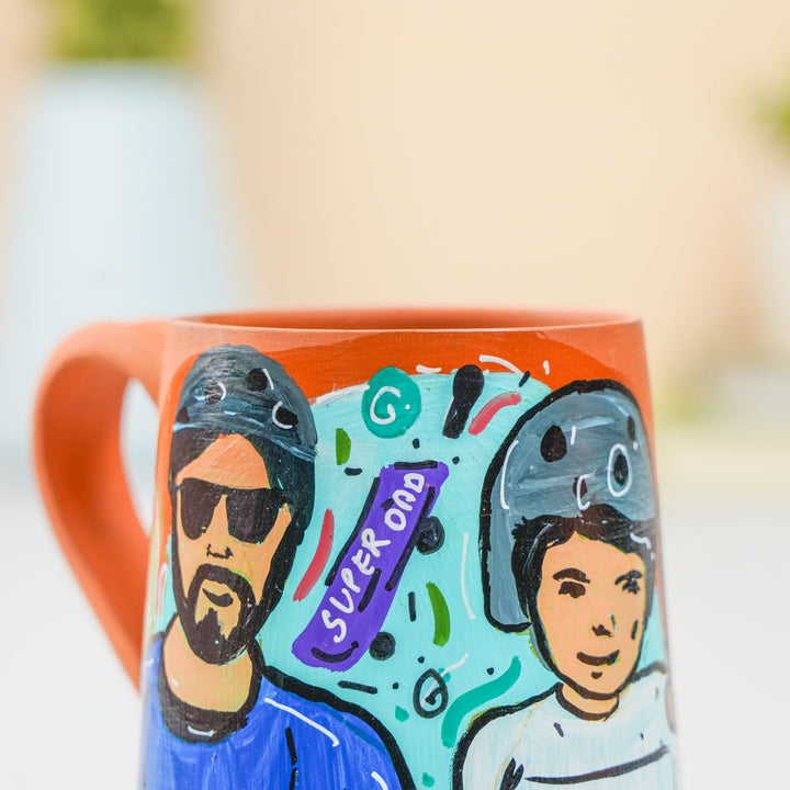 Photo Personalized Hand-Painted Nababi Design Terracotta Mug