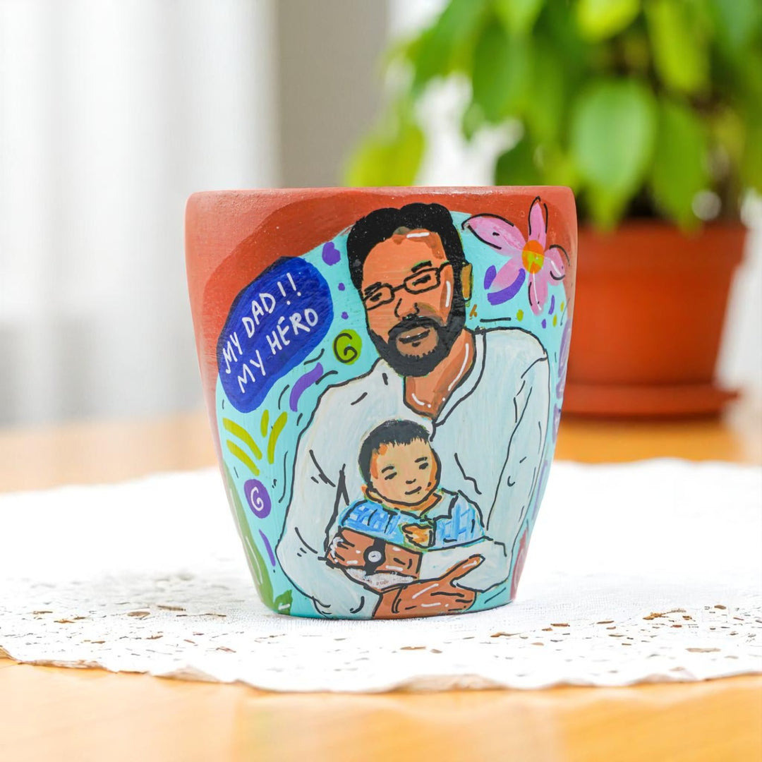 Photo Personalized Hand-Painted Blossom Design Terracotta Mug