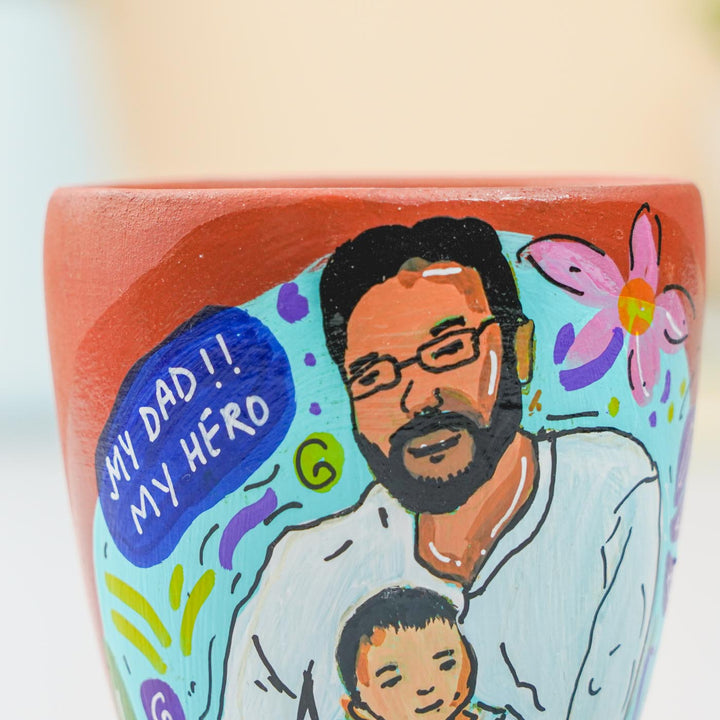 Photo Personalized Hand-Painted Blossom Design Terracotta Mug