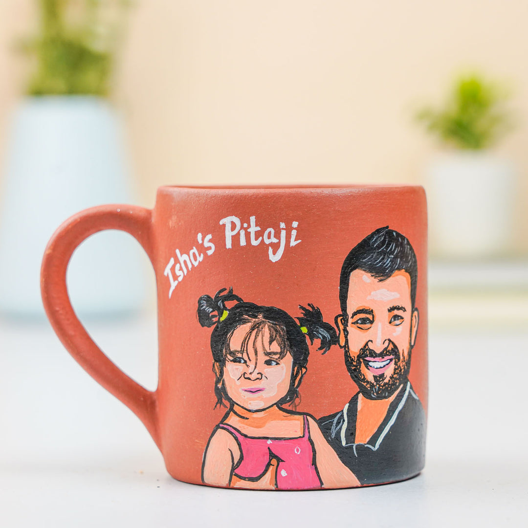 Photo Personalized Hand-Painted Father And Daughter Terracotta Mug