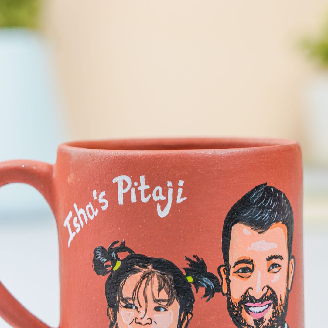 Photo Personalized Hand-Painted Father And Daughter Terracotta Mug