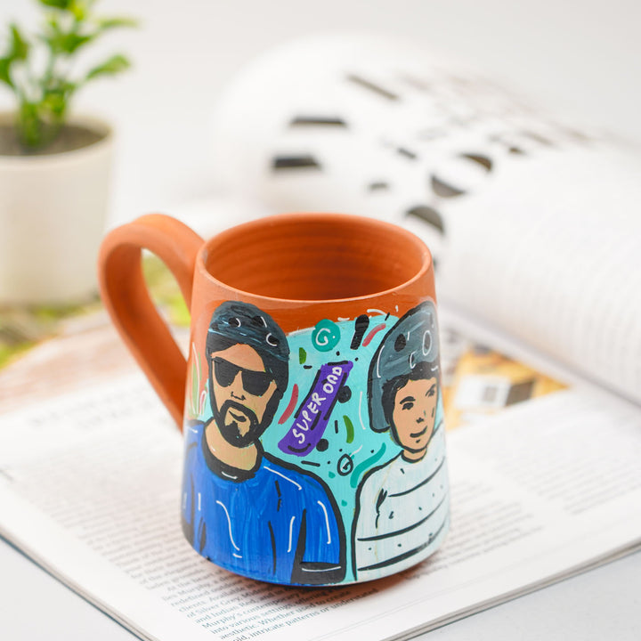 Photo Personalized Hand-Painted Nababi Design Terracotta Mug