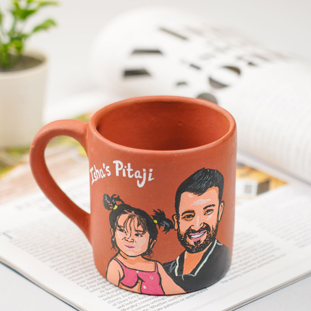 Photo Personalized Hand-Painted Father And Daughter Terracotta Mug