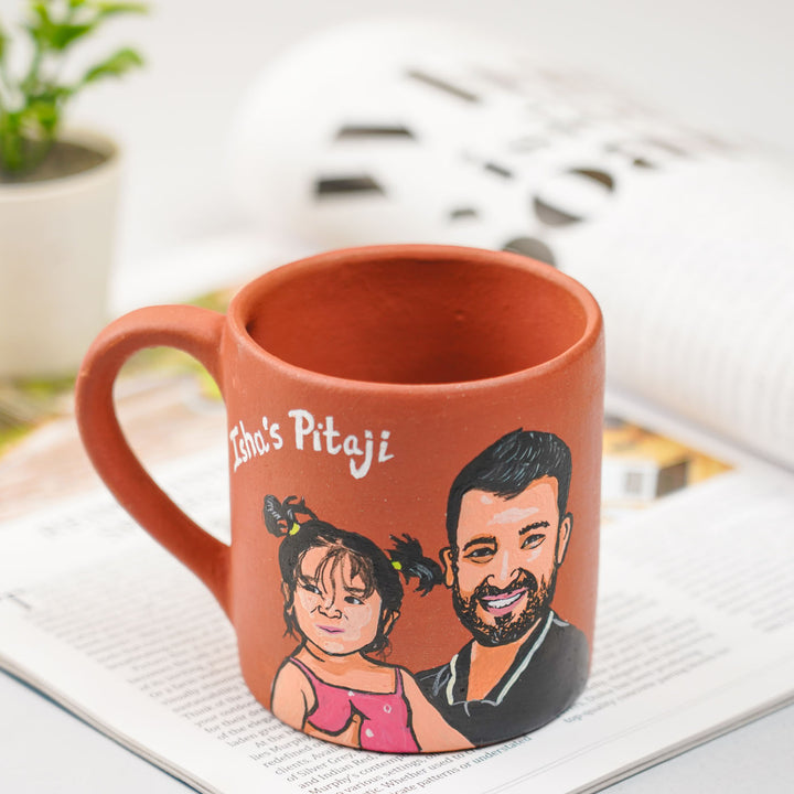 Photo Personalized Hand-Painted Father And Daughter Terracotta Mug