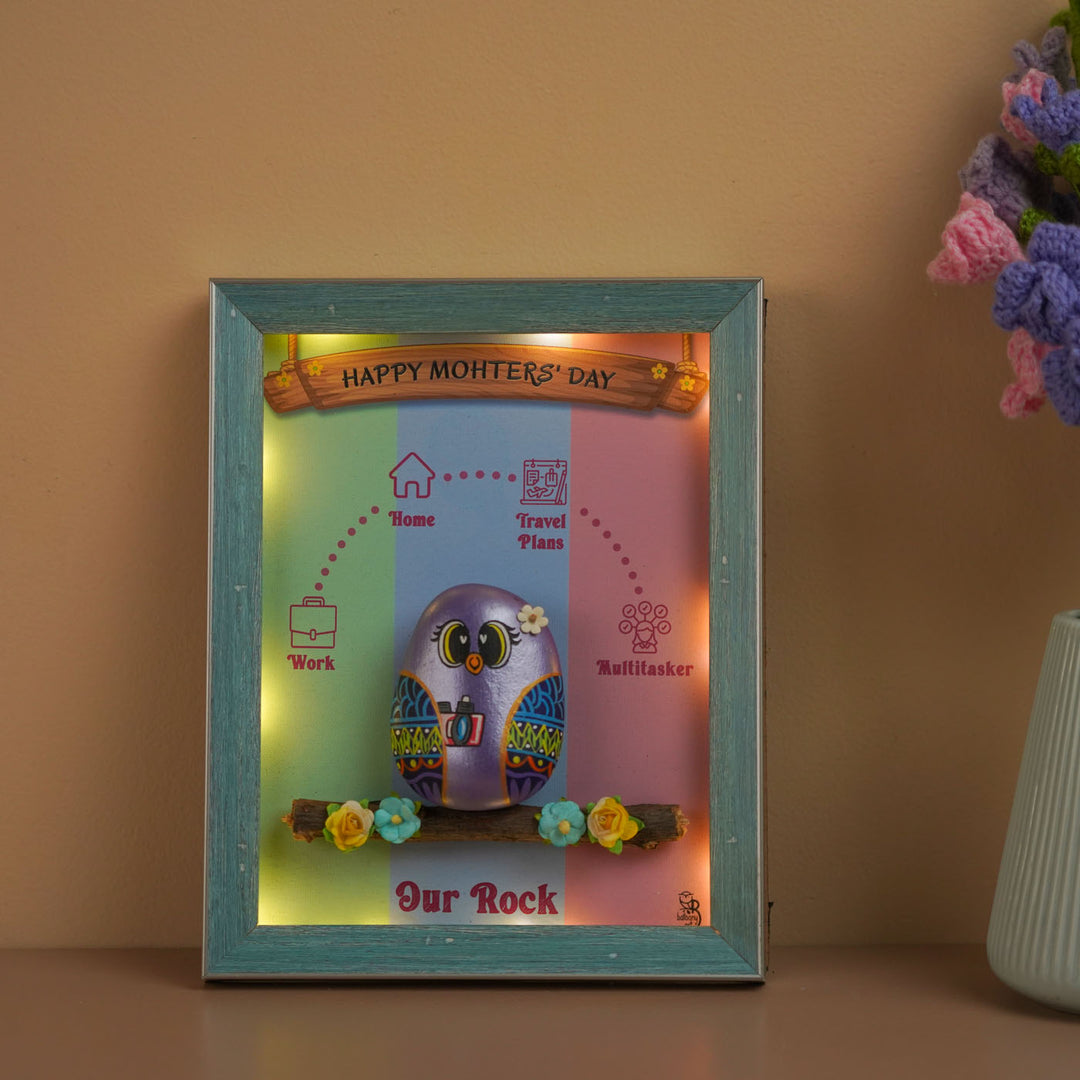 Personalized Hand-Painted Pebble Art Single Owl Wooden Decorative Plaque