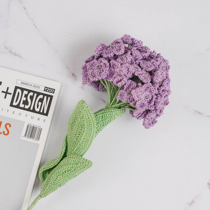 Handmade Crochet Hydrangea Cotton Flower Stick | Pack Of 1