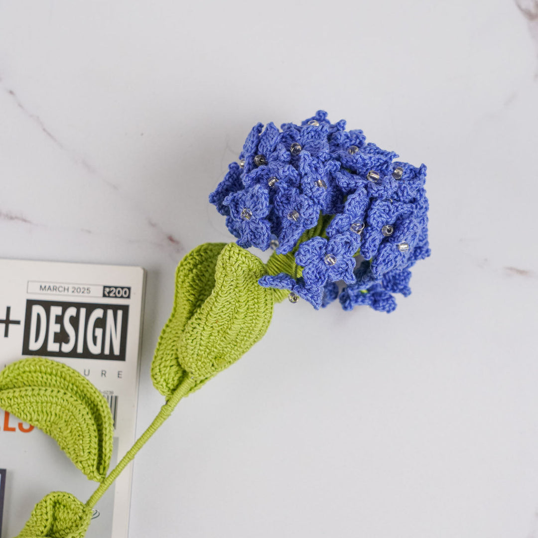Handmade Crochet Hydrangea Cotton Flower Stick | Pack Of 1
