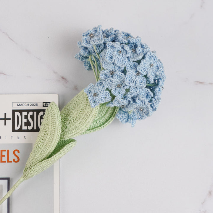 Handmade Crochet Hydrangea Cotton Flower Stick | Pack Of 1